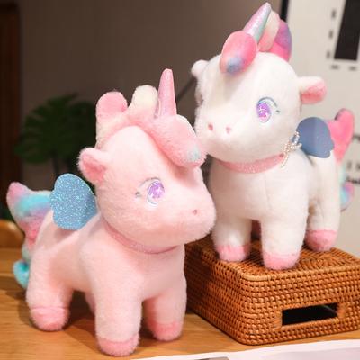Fluffy Rainbow Unicorn Plush Toys Kawaii Stuffed Cartoon Animal Flying Horse Baby Doll Pillow Christmas Birthday Gift