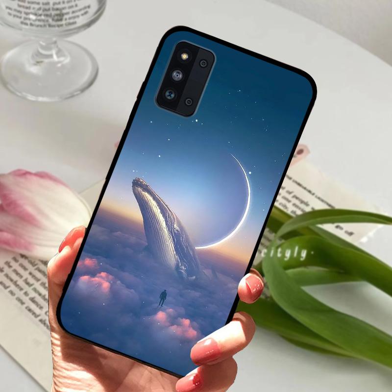 Silikonowe Etui Na Samsung F52 5G Urocze Zwierzątko TPU Czarna Pokrowiec Na Telefon Na Samsung Galaxy A52 4G 5G M52 Geometryczne Fundas Zderzak