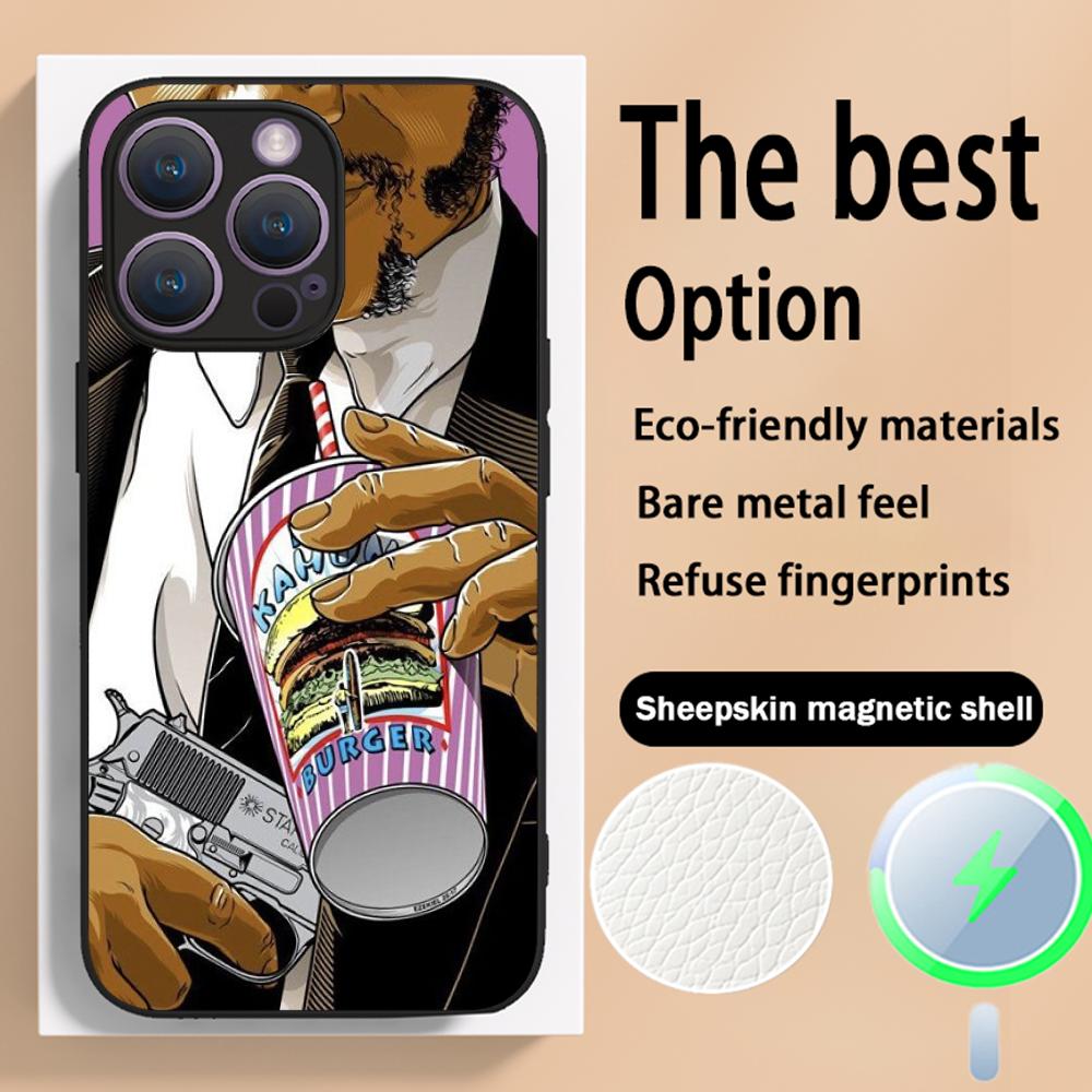 Classic Movies Pulp Fictions Poster Phone Case For iPhone 16 15 14 13 12 11 Plus Pro Max High-end Luxury Magsafe Sheepskin