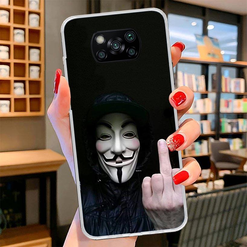 Anonymous V Mask Cover Phone Case For Xiaomi Poco F7 Ultra X7 X6 X5 Pro M7 Redmi 15C 15 13C 13 12C 12 10C 10 9A 9C 9T 9 Shell Po