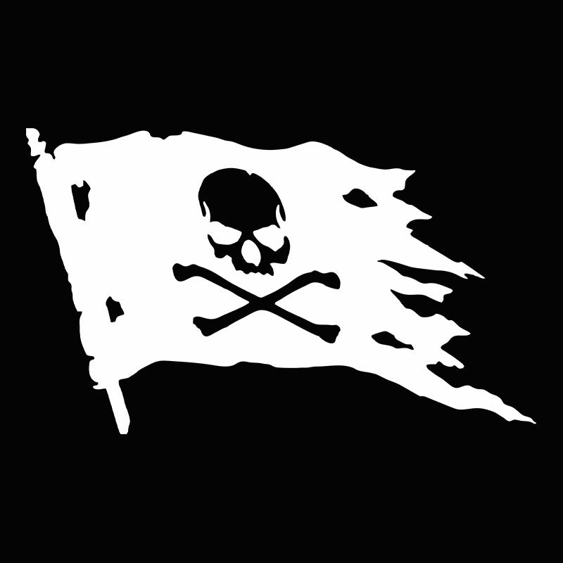 G137 20X12CM Jolly Roger Pirate Flag Fashion Vinyl Car Window Sticker Decal Black/WHITE/LASER