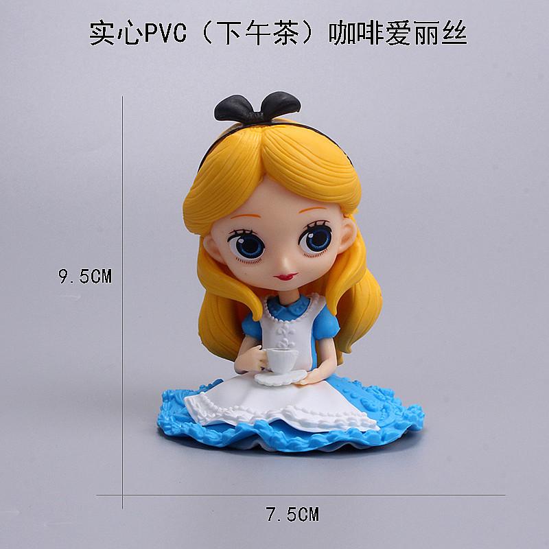 9cm Disney Anime Q Version Snow White Princess Alice in Wonderland Ariel Cinderella Princess Belle PVC Figure Model Toy Gift