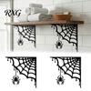 Weather Resistant Metal Craft 2Pcs Spider Web Corner Wall Art, Signs Outdoor Decor, Gothic Wrought Iron Ornament Minimalist Aesthetic Sculpture