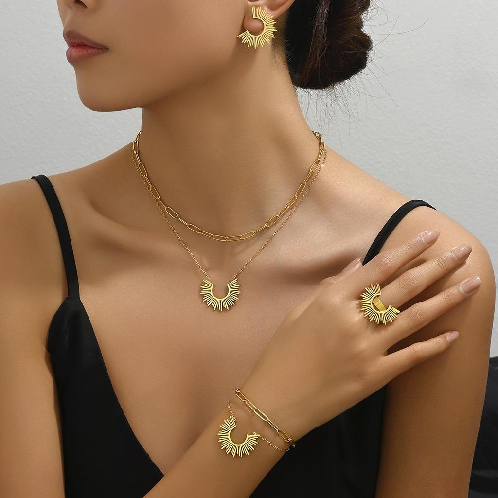 Halskette mit Sonnenblumen-Anhänger: Luxuriöser minimalistischer amerikanischer Stil für Frauen
