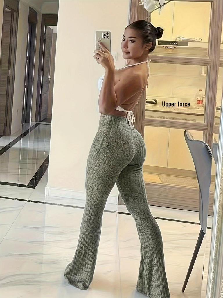 European Women's High Waist Flare Yoga Pants - Fitness & Casual Wear