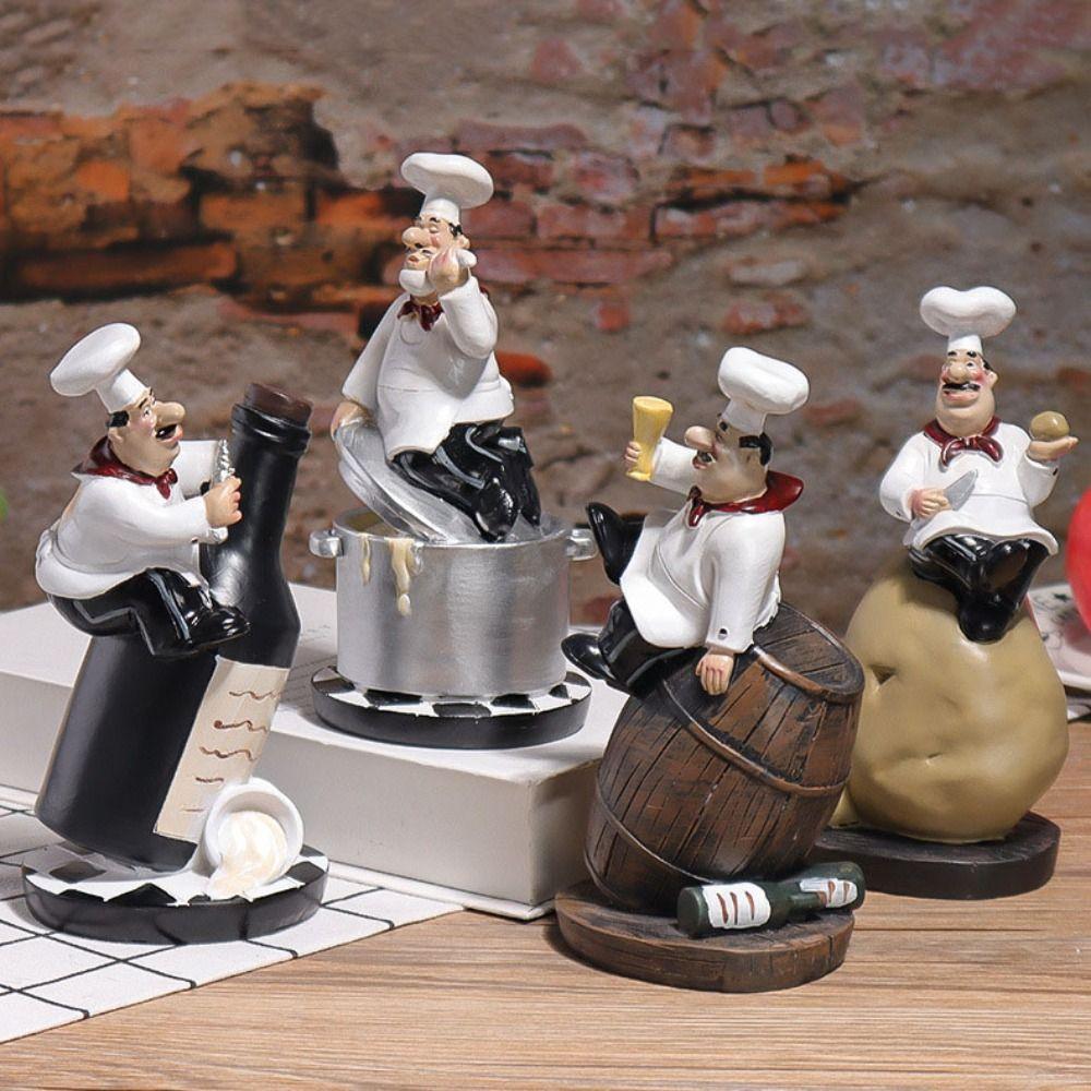Handicraft Rustic Bakery Chef Resin Statue Model Simulated Farmhouse Cake Shop Decor Funny Doll Crafts Kitchen Chef Figurine