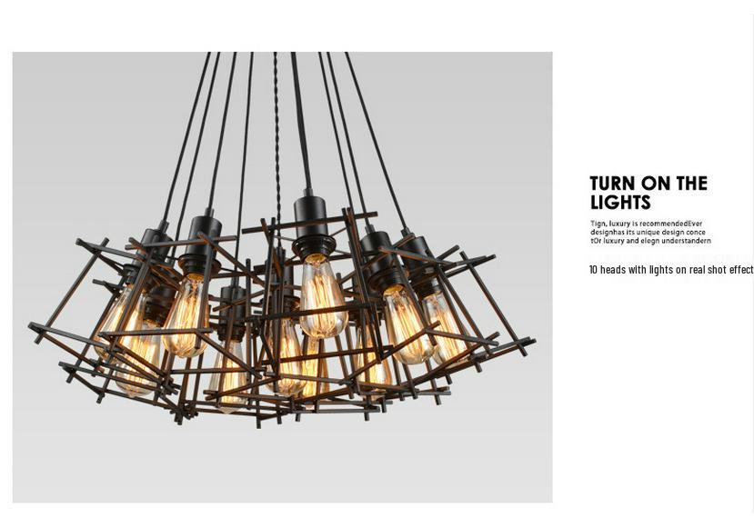 American Retro Industrial Chandelier with Creative Design for Bar and Living Room