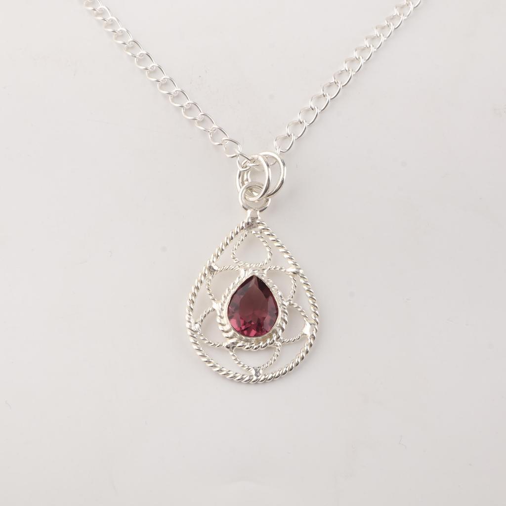 Rhodolite Gemstone 925 Sterling Silver Jewelry Designer Women Pendant 1.40" For Anniversary Gift PP-19-46