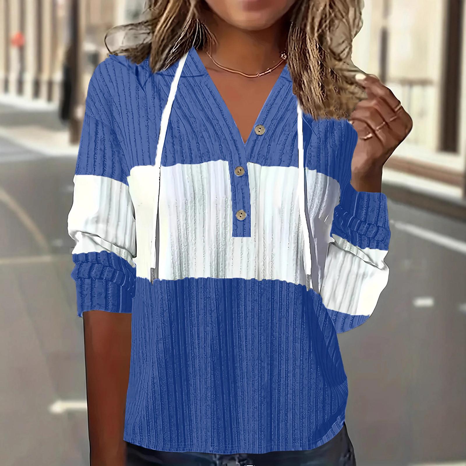 

Womens Sweaters Fashion Hoodies Long Sleeve Tops Casual Sweatshirts Fall Pullover XXL синий