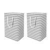 2PCS Laundry Basket Reinforced Long Handle Precise Stitching Foldable Cloth Canvas Baskets for Home