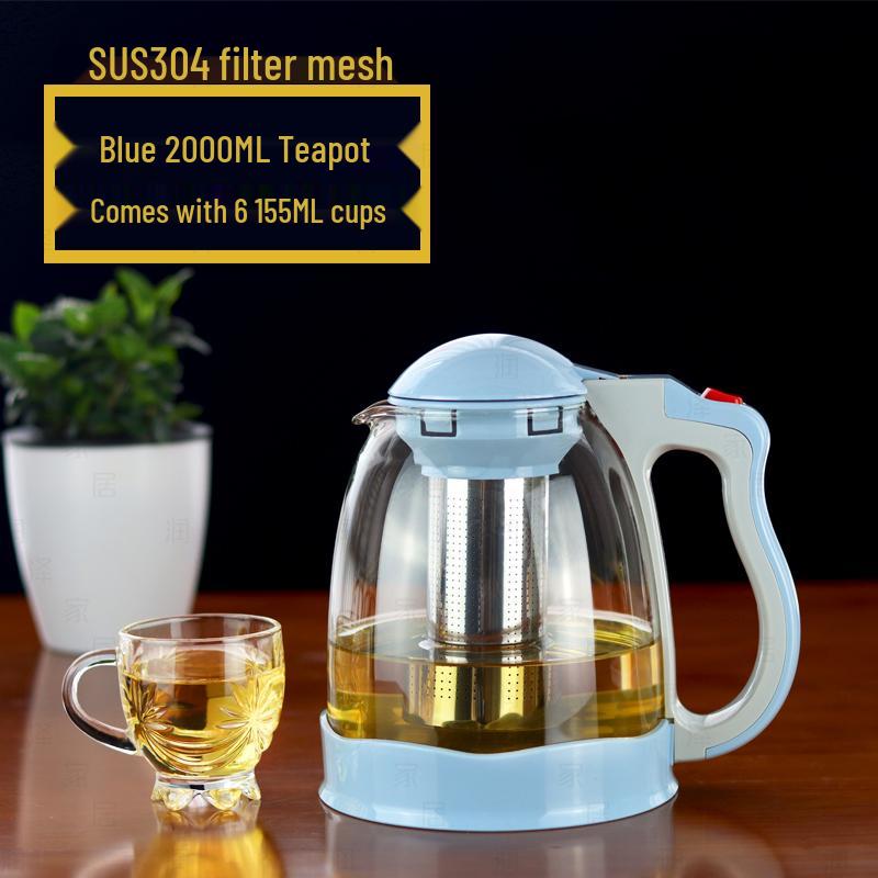 Large Heat-Resistant Glass Teapot with Filter for Flower Tea