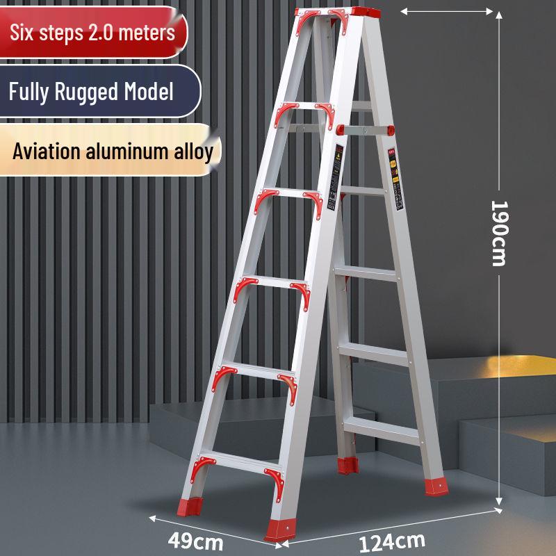 Double-Sided Aluminum Alloy Folding Step Ladder - Ladder Free Shipping, Widened & Thickened for Household or Attic Use