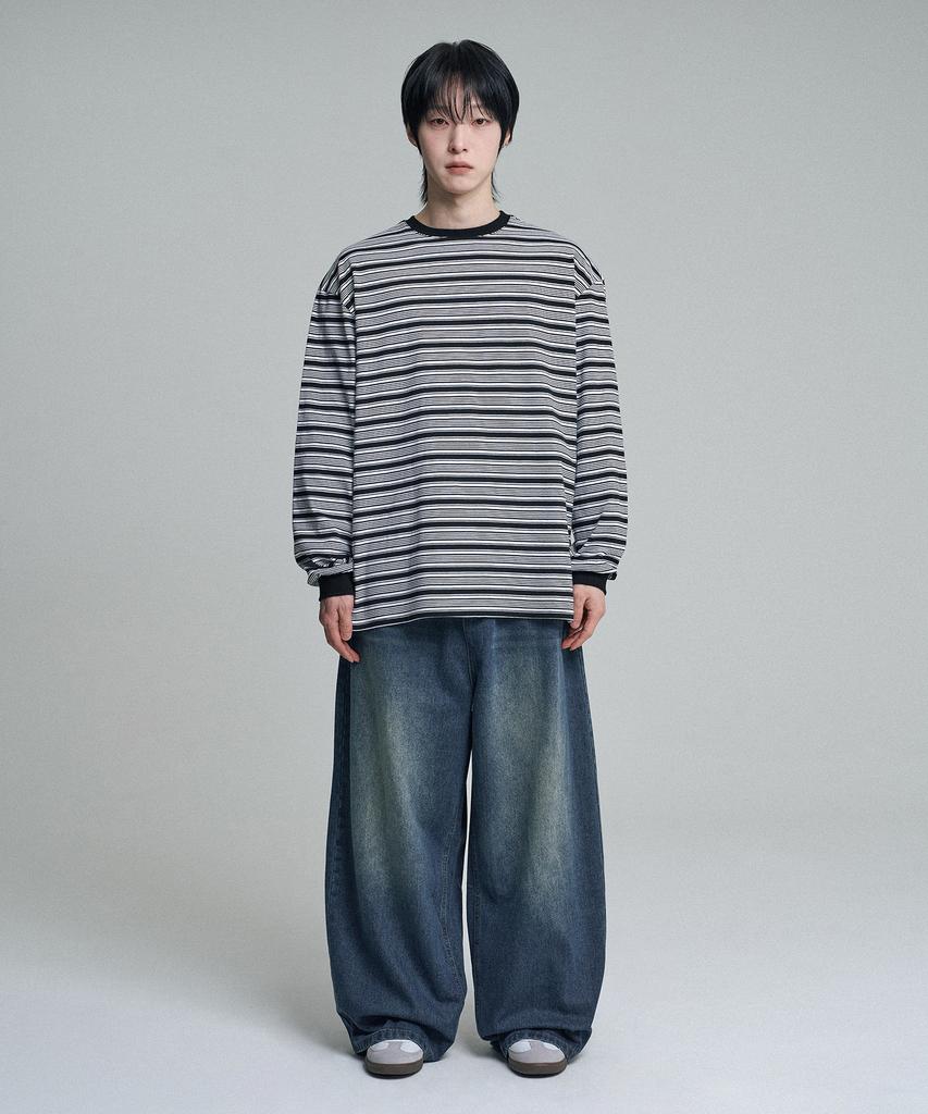 Mubeun More Wide Denim Pants Deep Blue