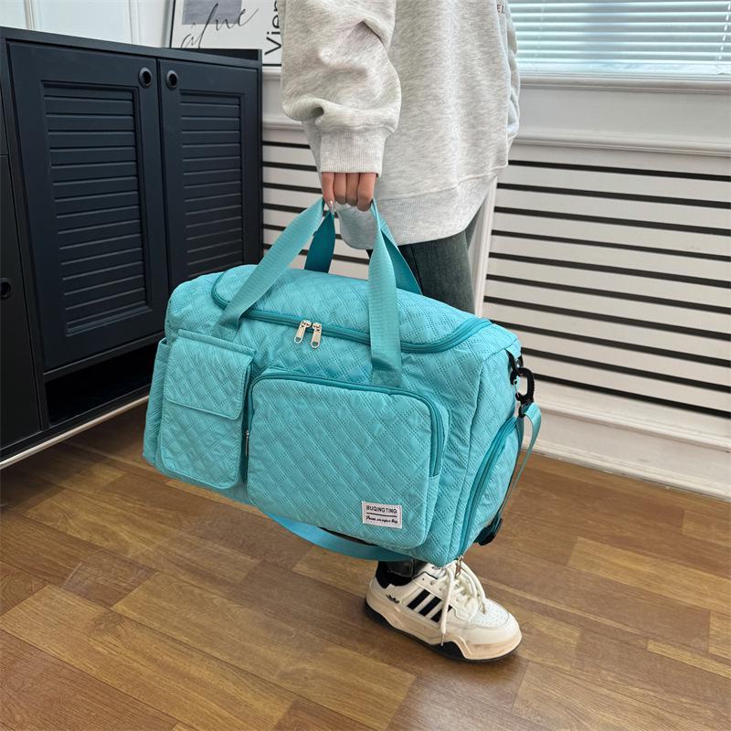 Resväska för utlandsresor: Rymlig, Lättviktig, Torr/Våt Separation, Skofack, Diamantrutigt Design.