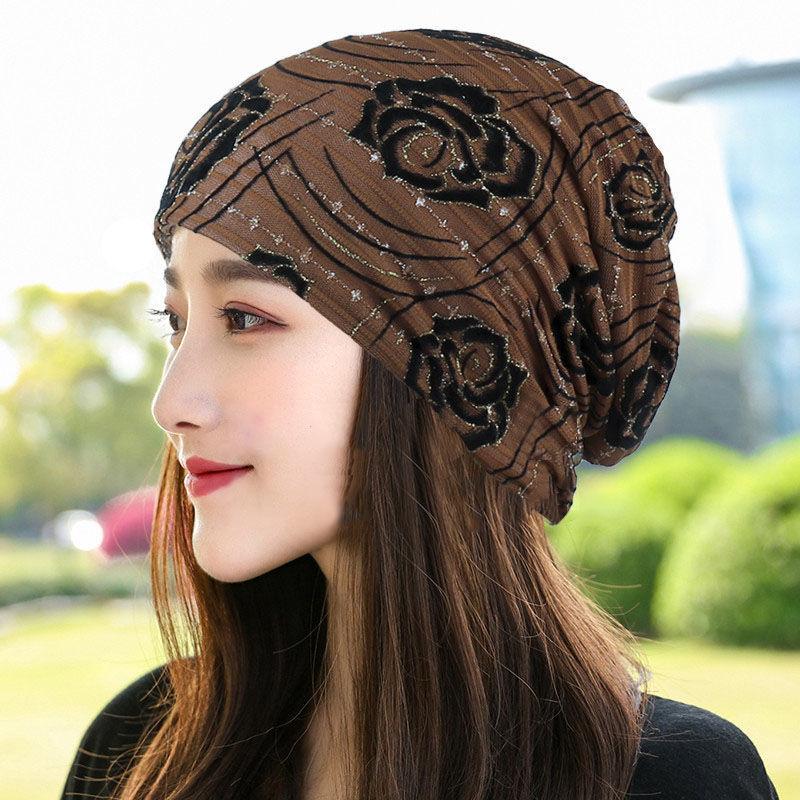 Moon Hat Cotton Breathable Light Turban Cap Air Conditioning Cap Hat Female Spring and Fall Thin Section Lined Head Wrapping Cap