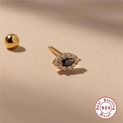 1pz Orecchino Argento Vero 925 Orecchini di Tendenza Per Donne Orecchini a Lobo Occhi del Diavolo Pendientes Per Matrimonio Festa Regalo