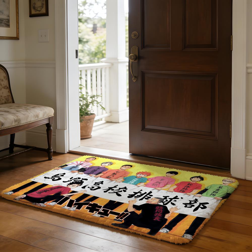 Hotblooded Anime HHaikyuu Floor Mat Soft Flannel Absorbent Mat Non-Slip Rug Home Bedroom Bathroom