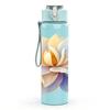 1PC Light Purple Lotus Flower Bloom 750ml Color Plastic Sports Water Bottle Leakproof Flip Straw Lid For Sports Office Home Use