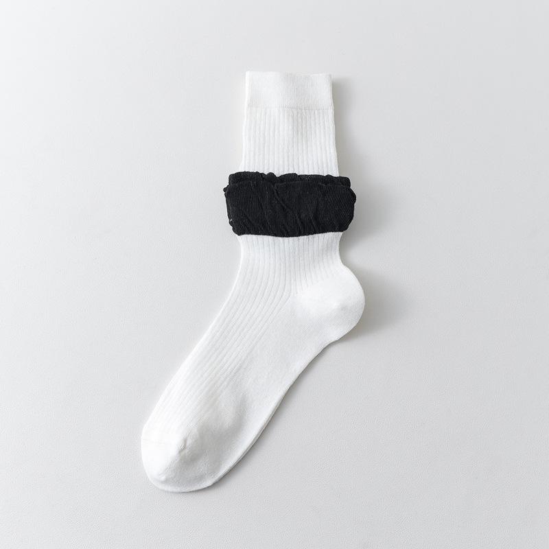 Spring And Summer Thin Socks Women'S Lace Bubble Mouth Sweet Medium Tube Stacking Socks Girl Socks