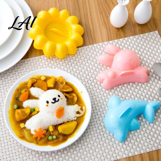 Kids Meal Decoration 4PCS Cute Rice Ball Molds Rabbits Dolphins Flowers And Long Shape Food Molds Portable Grade PP Sushi Maker for DIY Japanese