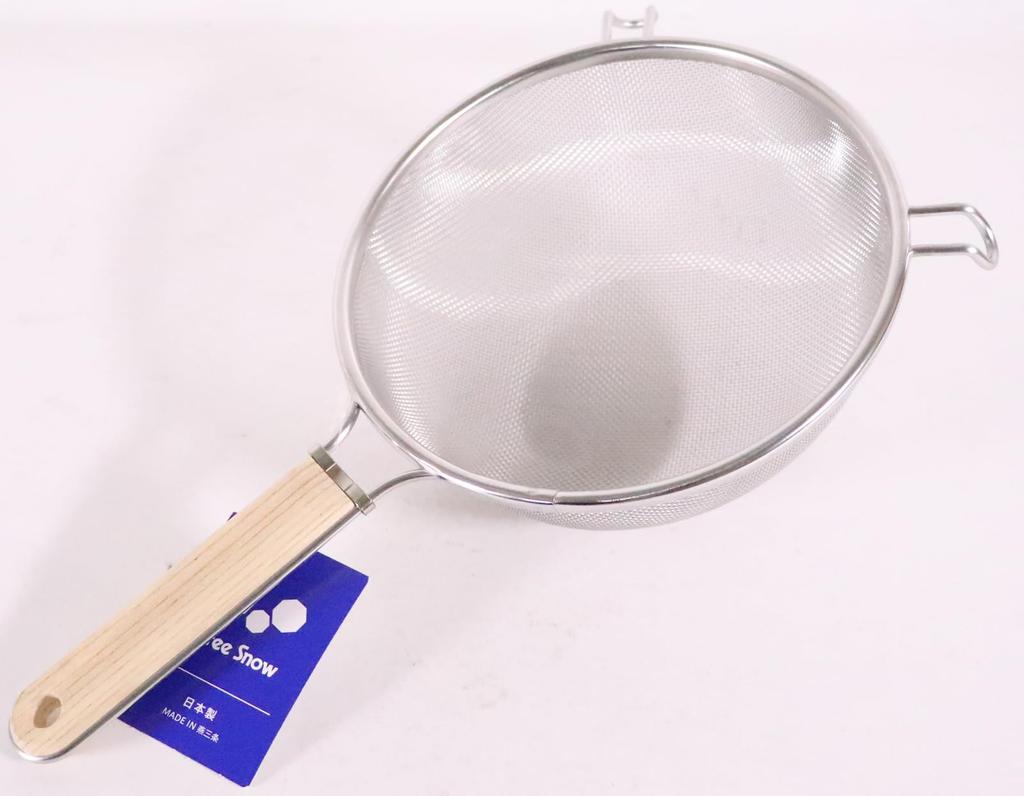 Three Snow Wooden Handle Tough Strainer 20cm Stainless Steel with Handle Colander Drainer Tsubame Sanjo Made in Japan Three Snow Shinetsu Works 10184