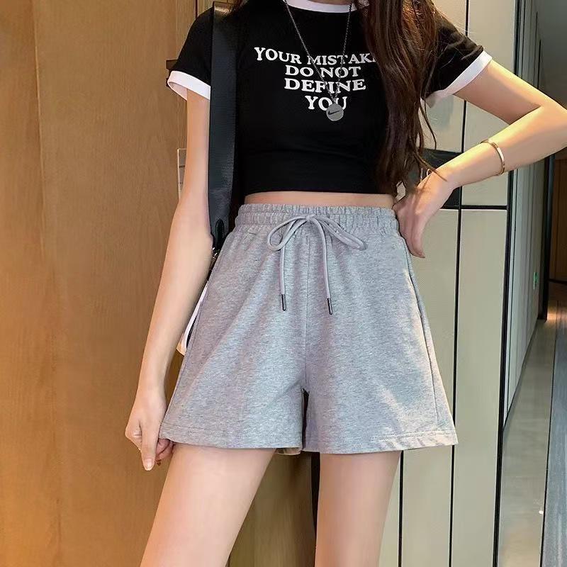 Summer High Waist Slimming Women's Sports Shorts - Korean Style, Loose Fit, Versatile for Outdoor & Travel