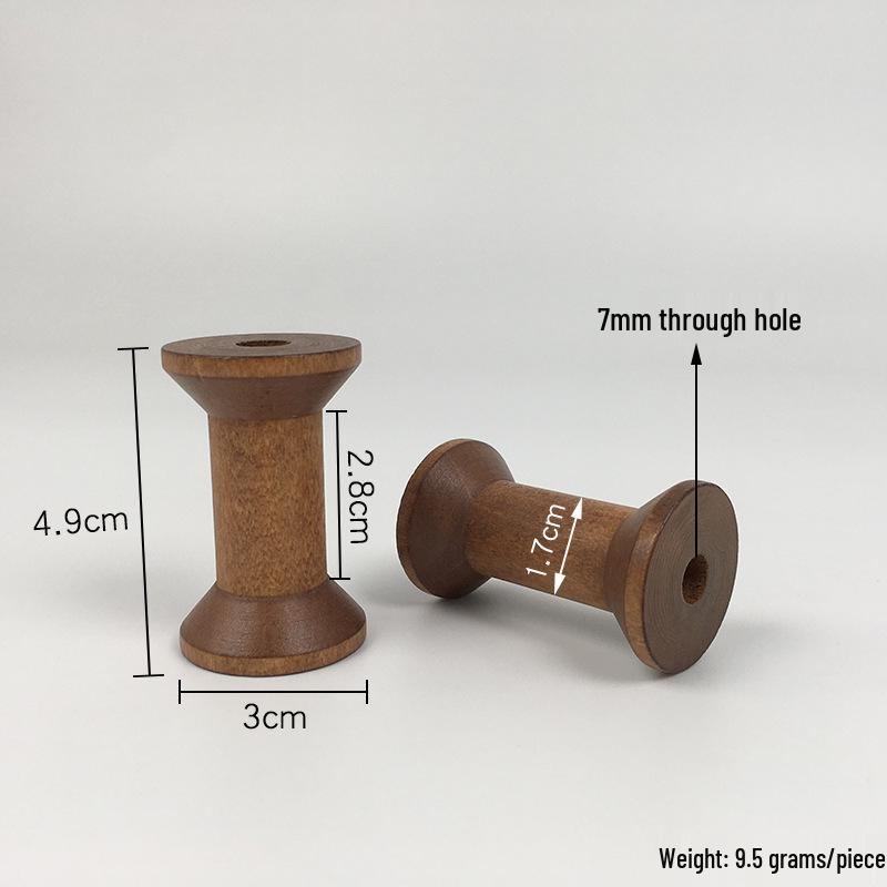 Retro Solid Wood Spool: Nostalgic Handmade Thread Organizer for Cross-Stitch and Crafting.