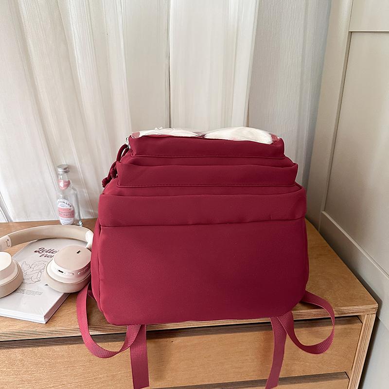 Junior School Studnet Schoolbag Color Block Women's Large Capacity Backpack with Coin Purse