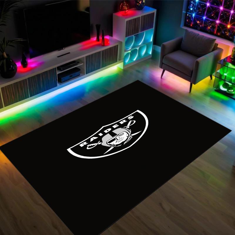 Las Vegas Raiders Design Crystal Velvet Carpet Cozy Non?Slip Printed Rug For Bedroom Living Room Entrance