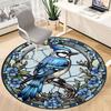 1pc Stained Glass Bird Office Round Area Rug, Under Office Chairs Bedroom Living Room Home Decor, Room Deco