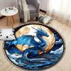 Majestic Blue Dragon Rug for Fantasy Rooms round carpet for home sofa bedroom, gift