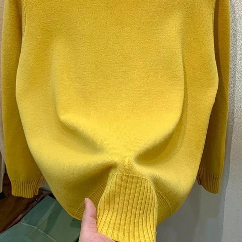 Водолазка однотонный свитер женская мода новые эластичные топы трикотажные пуловеры с длинным рукавом низ трикотажные простые шикарные одежды L