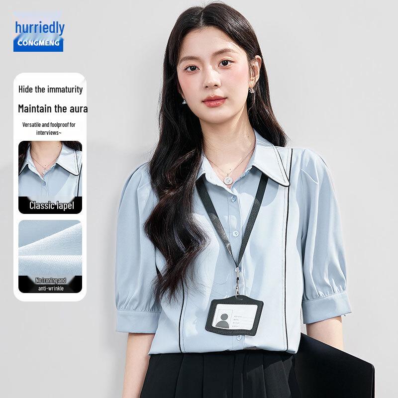 Women s French Style Short Sleeve Chiffon Blouse M