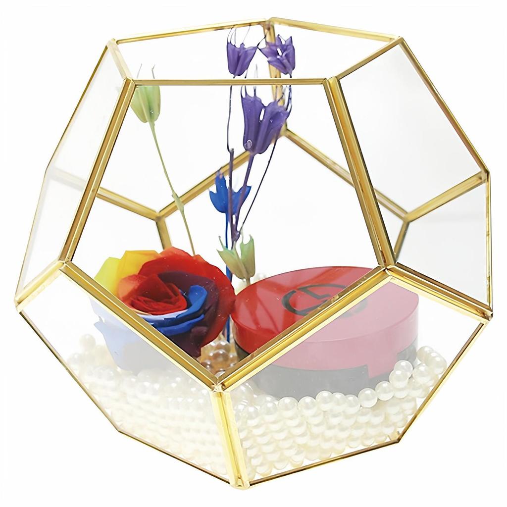 Nordic Geometric Glass Preserved Flower Decor for Home, Coffee Shop, or Wedding