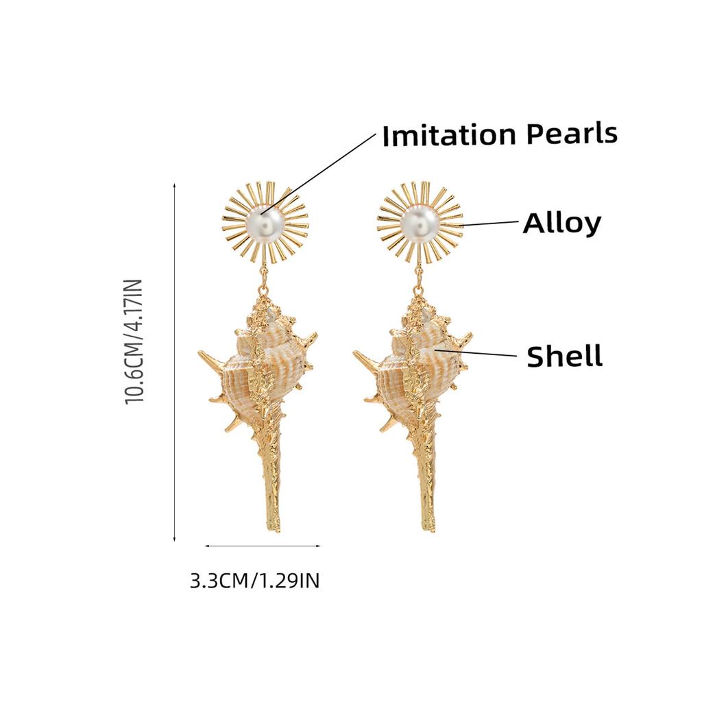 Einzigartige Muschel-Ohrringe mit Imitationsperlen Strandmuscheln Schneckenhängeohrringe für Partys Festivals und Urlaub