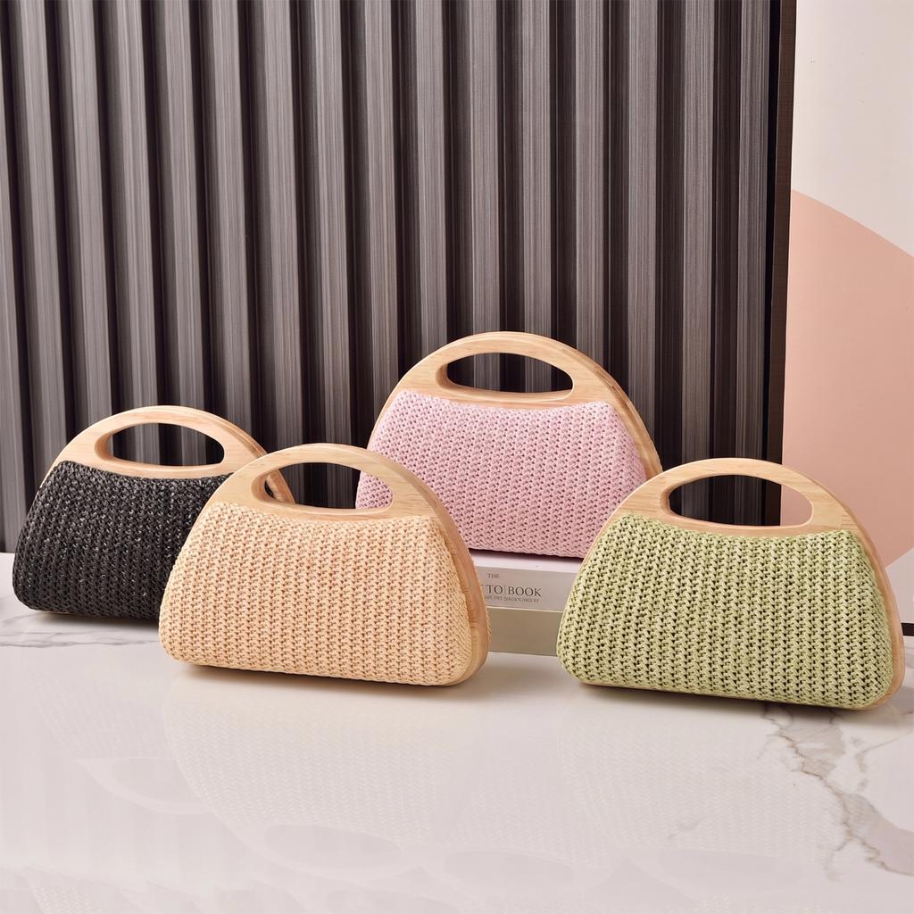Summer Straw Bags for Women Luxury Woven Purse Fashion Crossbody Shoulder Handbag Beach Clutch Designer Brand Wedding Wallet