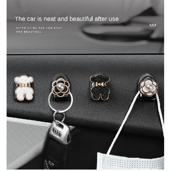 Mini Hook In The Car Center Console Seat Back Camellia, Bear, Multi-functional Storage ABS Data Cable Small Hook Auto