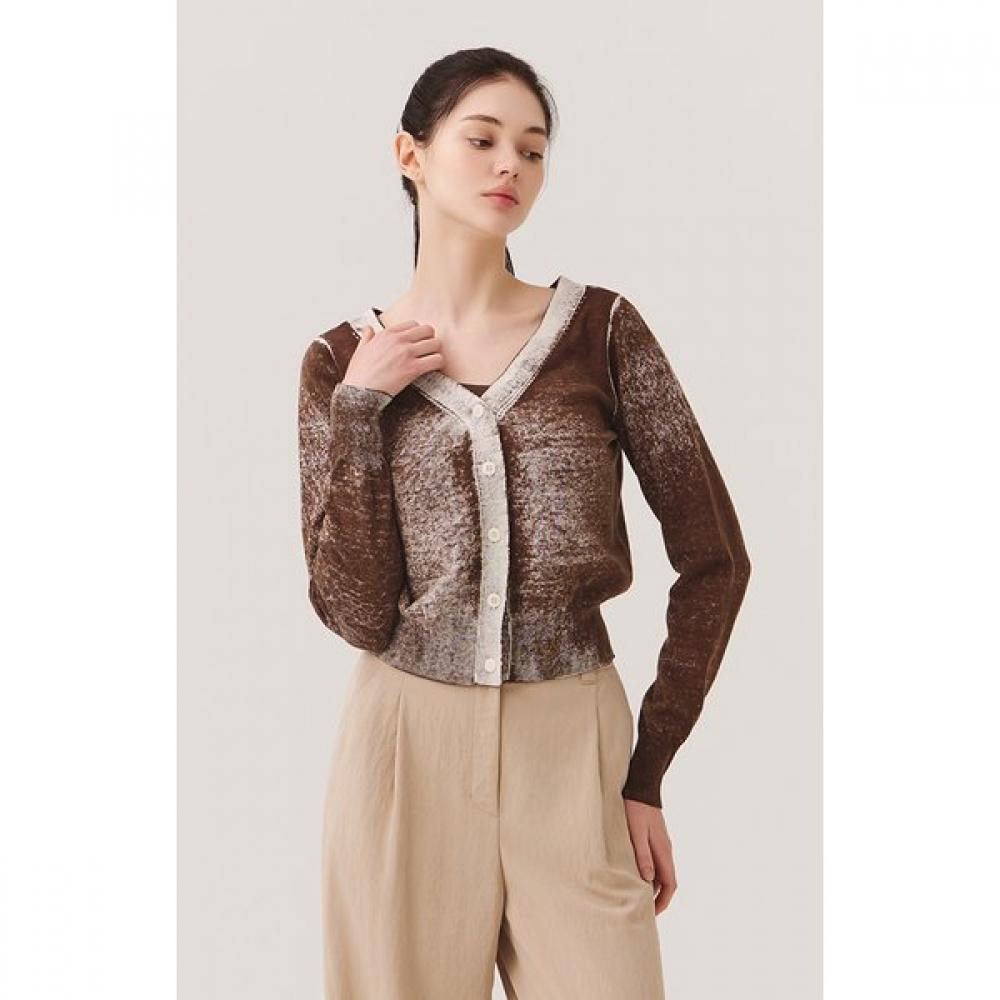 

Huit Knit Cardigan Pattern Print Htwcd5k01t BR/L