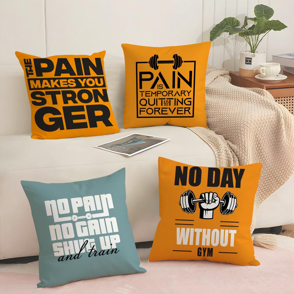 No Pain No Gain Cushion Cover Soft Short Plush Pillow Cover Smooth Cozy Texture Aesthetic Cushion Case Home Decor