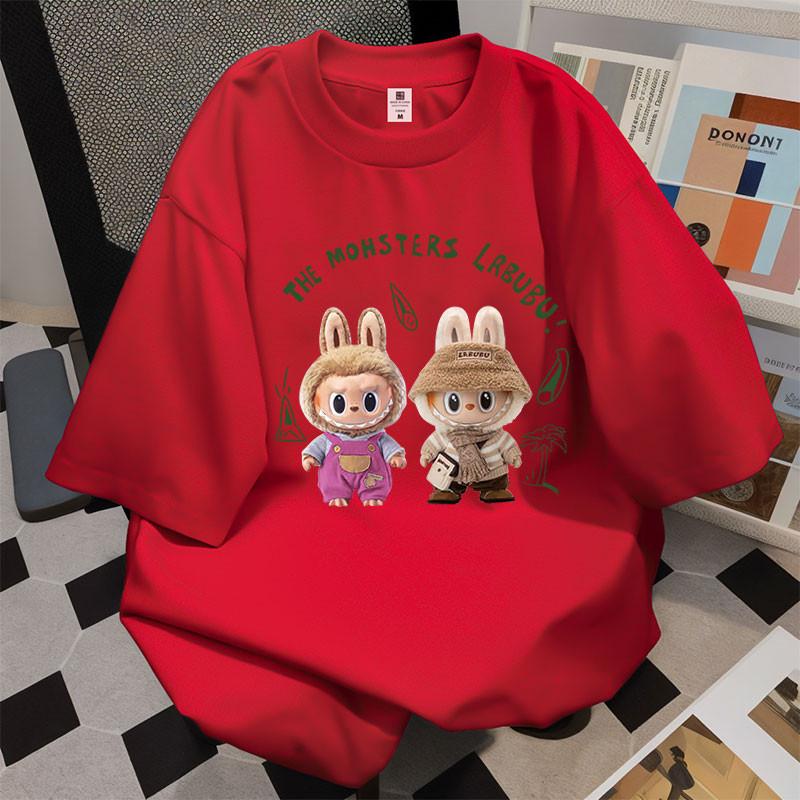 LABUBU Unisex Blouse Round Neck Short-sleeved Fashion Casual