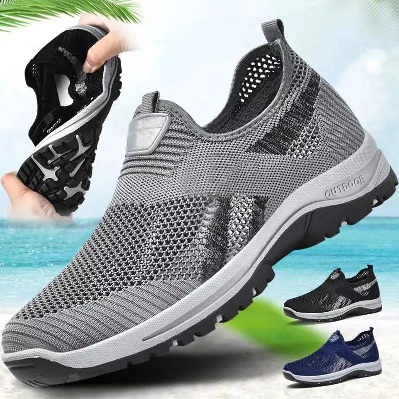 

Мужская повседневная обувь для ходьбы, дышащая, нескользящая, удобная обувь для вождения, туфли на платформе, легкие сетчатые кроссовки 44 темно серый