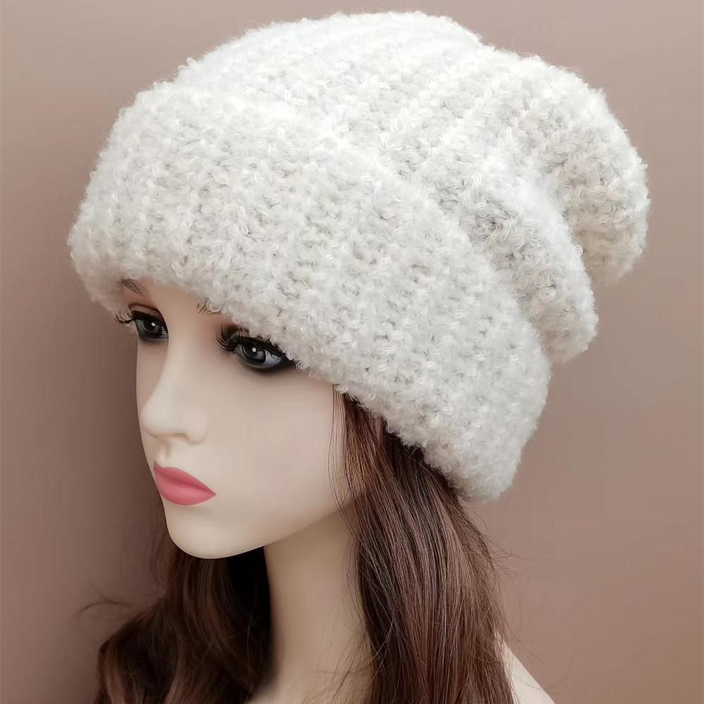 Nuevo sombrero holgado de invierno para mujer, gorro con puños decorado a la moda, gorro cálido para invierno para mujer, gorro tejido informal para calle