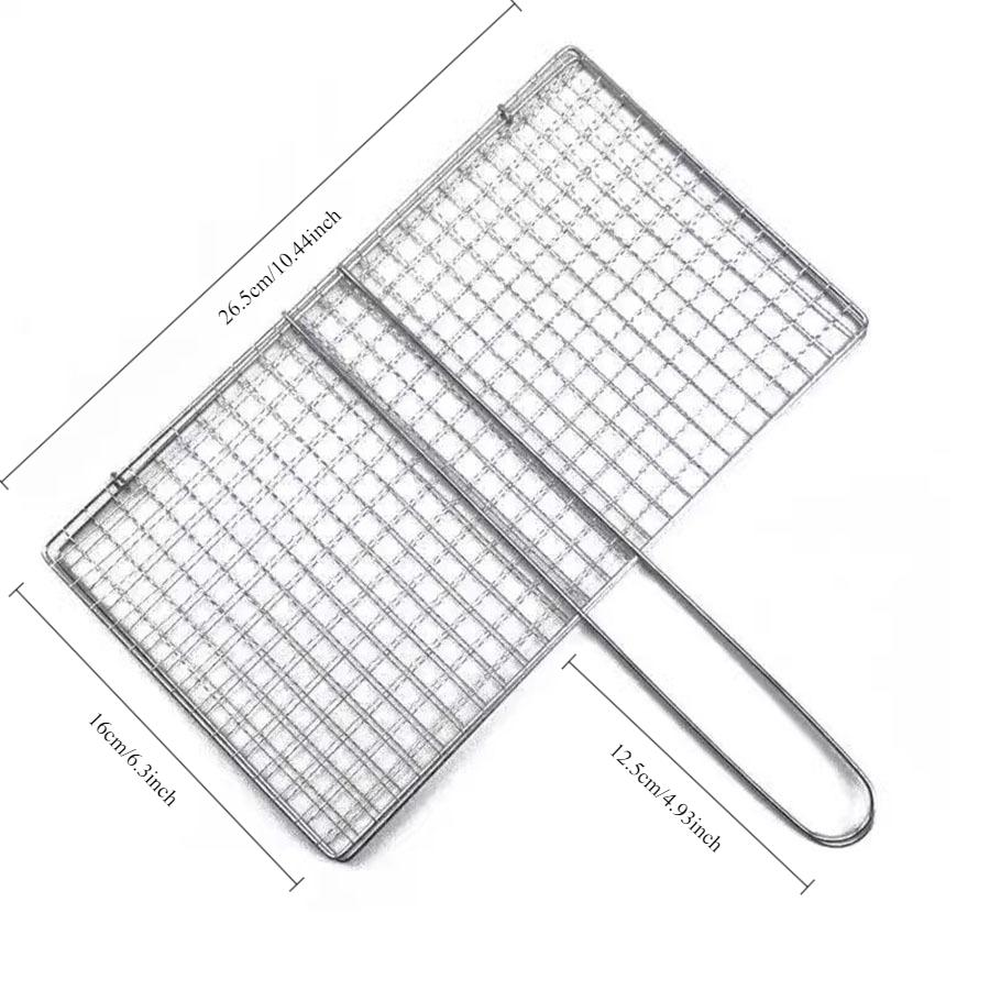 

Foldable BBQ Grill Mat Wooden Handle Reusable Meat Fish Clip Holder Stainless Steel Barbecue Grilling Grill Mesh Grilling Basket
