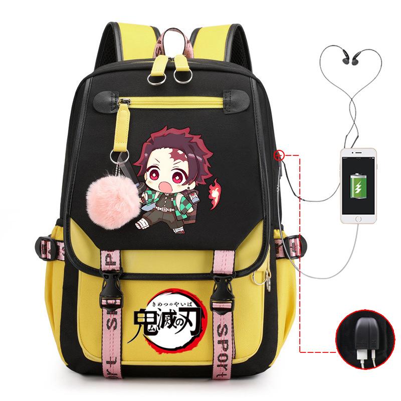 Ghost Annihilation Blade Grade 3-6 Junior High School Student High School Student School Bag Strap USB Multifunctional Backpack
