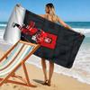 "Hockey Player in Red Jersey Action" Patterned beach towel quick dry perfect for travel outdoor sports jogging the beach and swimming