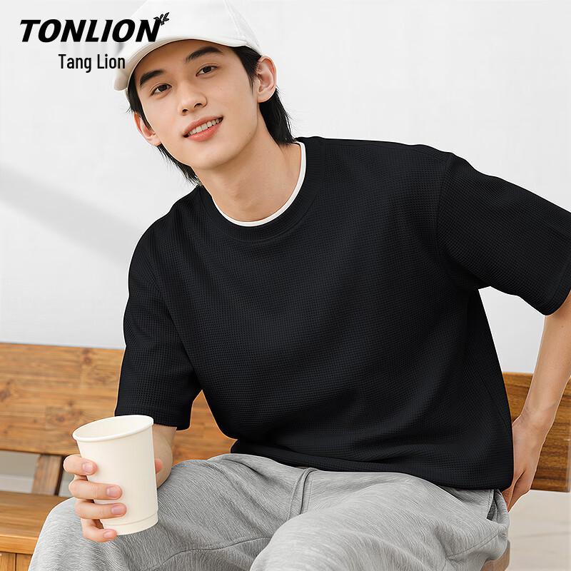 TonLion Men s Waffle Knit Short Sleeve T-Shirt 3XL