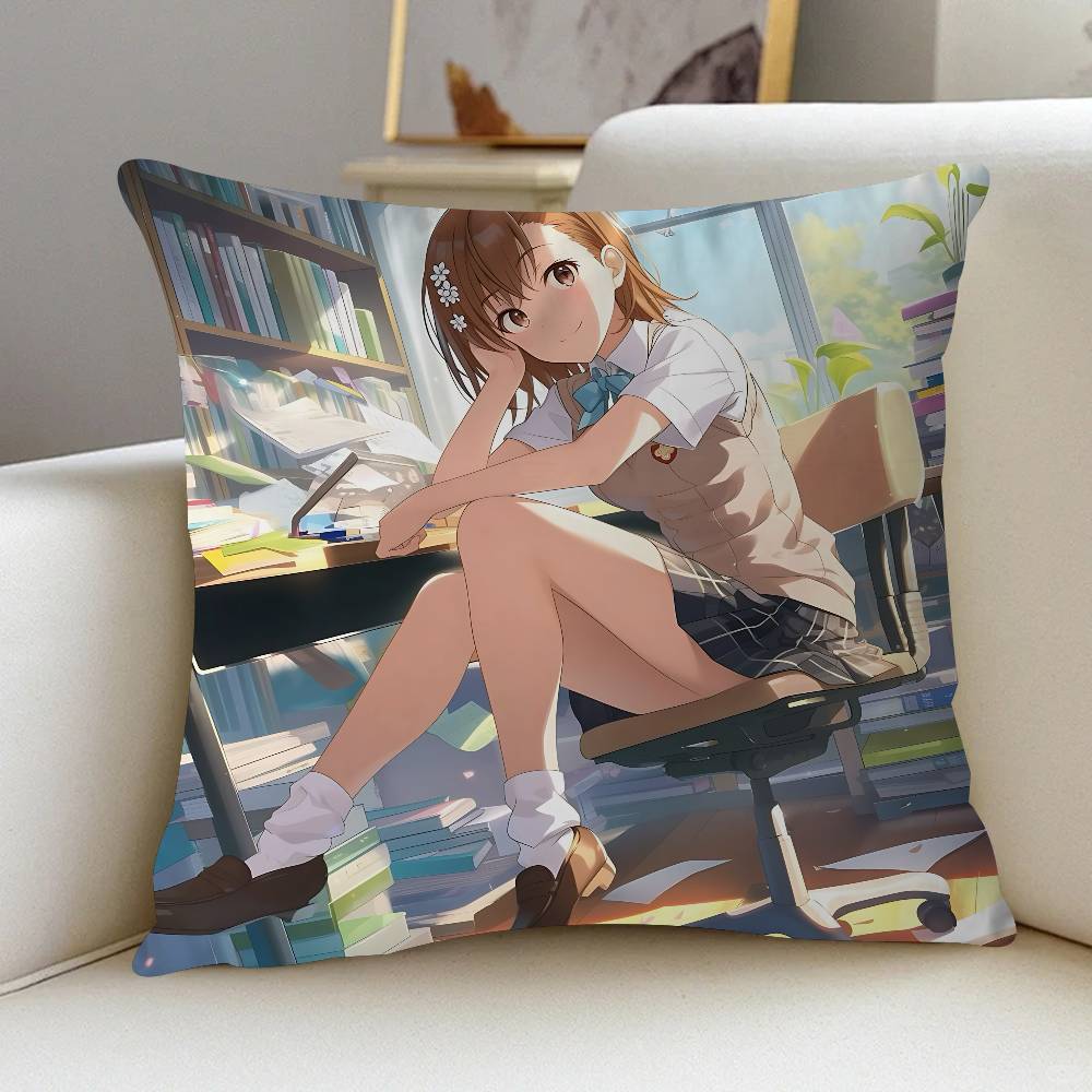 Misaka M-Mikoto Pillow Gift Home Office Decoration Bedroom Sofa Car Cushion Cover Case 45x45