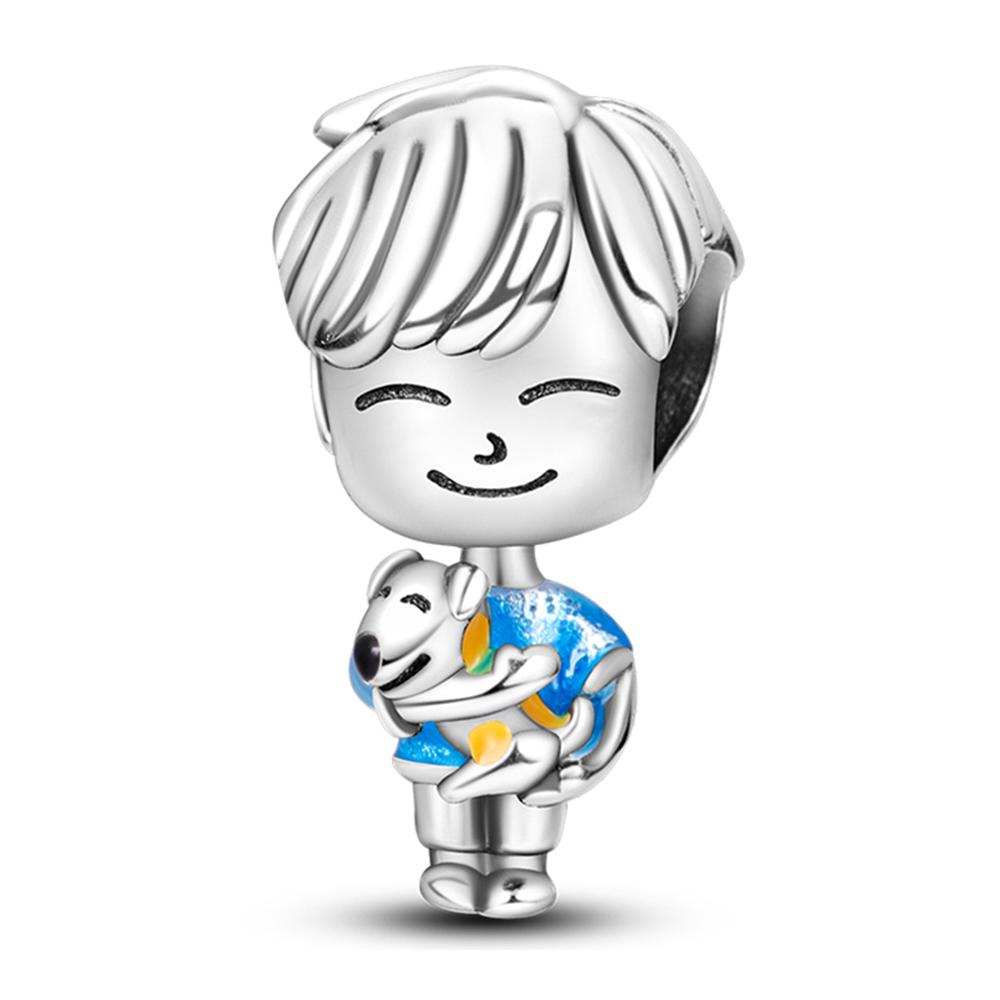 Cute Boy And Puppy Beads Copper Original Beads Fit Original Charms Bracelet Beads Jewelry Gifts For Women