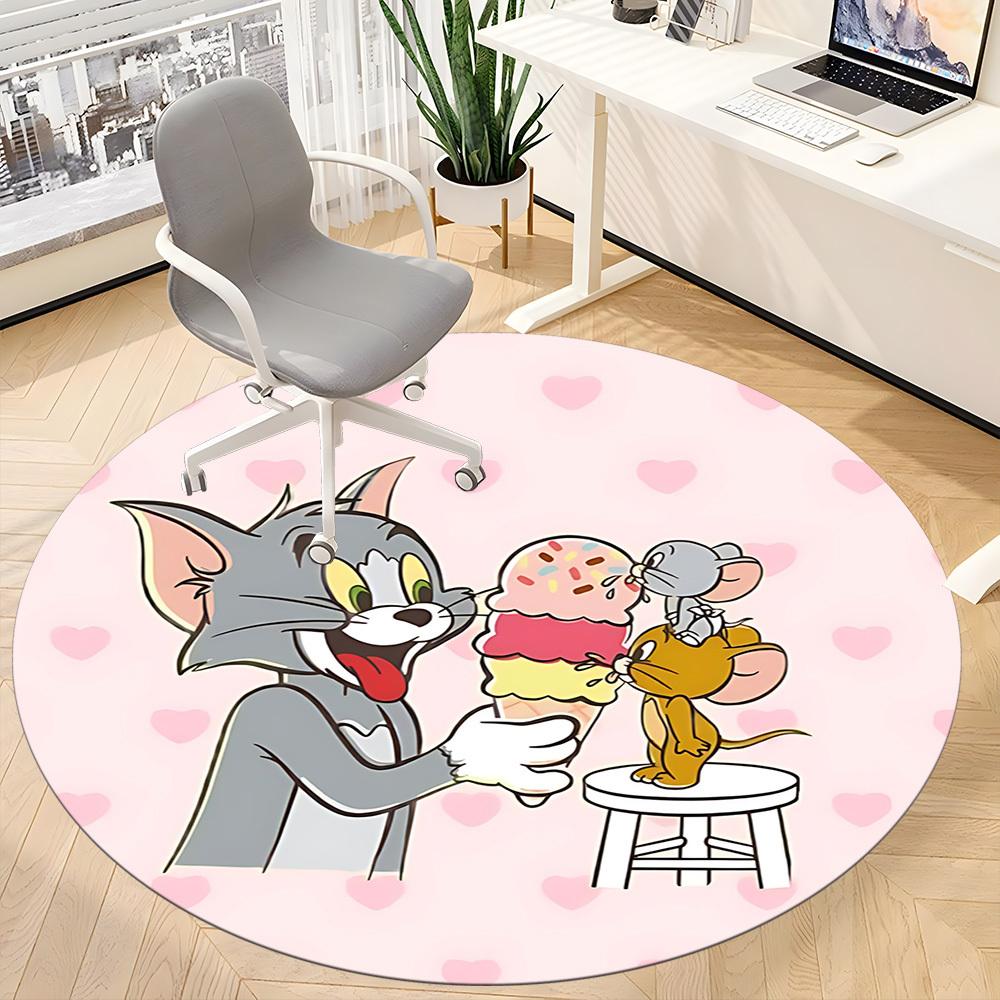 1pc Tom Jerry Office Round Area Rug, Bedroom Living Room Home Decor, Room Deco, Offic a1016160