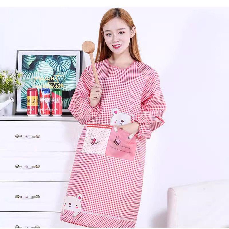 [Korean Style] Waterproof Oil-Proof Long Sleeve Kitchen Apron with Waist Smock - Newcomer Discount